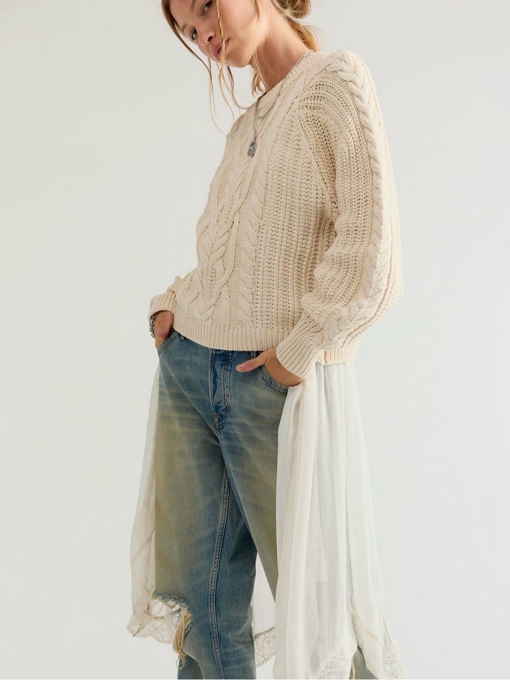 ▪️NWT Free People Frankie Fisherman’s Knit Cotton Sweater